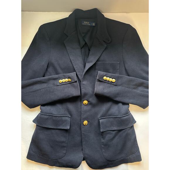 Polo Ralph Lauren Women's Navy KnitCombed Cotton Schoolboy Blazer